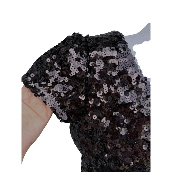 Y2k Betsey Johnson Vintage Women's LARGE Black Sequined Short-Sleeve Crop Jacket - Picture 3 of 12
